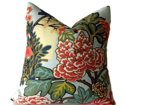 Schumacher Chiang Mai Dragon Pillow Cover in Aquamarine