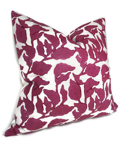 Flores Pillow Cover in Sangria, Walter G Pillows, Decorative Throw Pillows