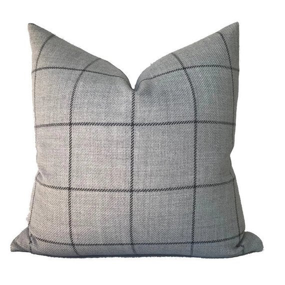 Schumacher Bancroft Wool Pillow Cover in Fog Grey