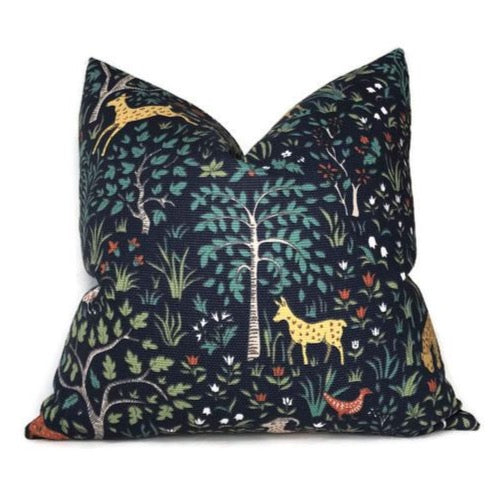 Ready to Ship, 20x20, Forest Animal Pillow Cover in Navy