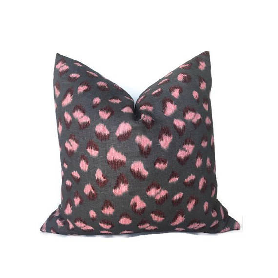 Kelly Wearstler Feline Pillow Cover in Graphite Rose