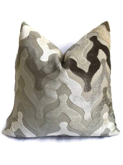 Crestwood Velvet Pillow Cover in Taupe