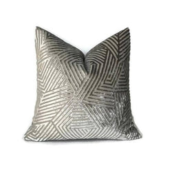 Ready to Ship, 20x20 Grey Maze Velvet Pillow Cover