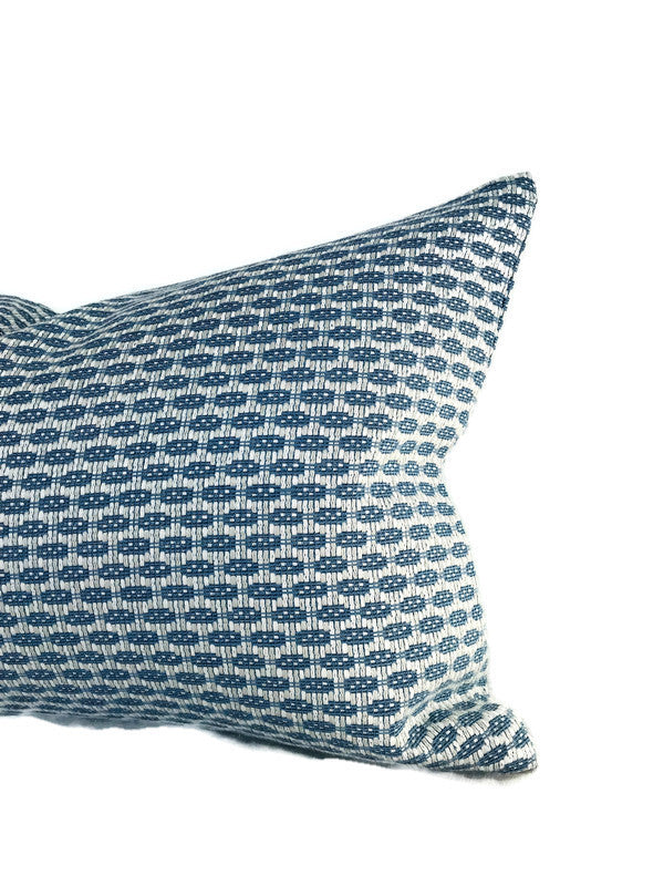 Schumacher Hickox Woven Pillow Cover in Blue