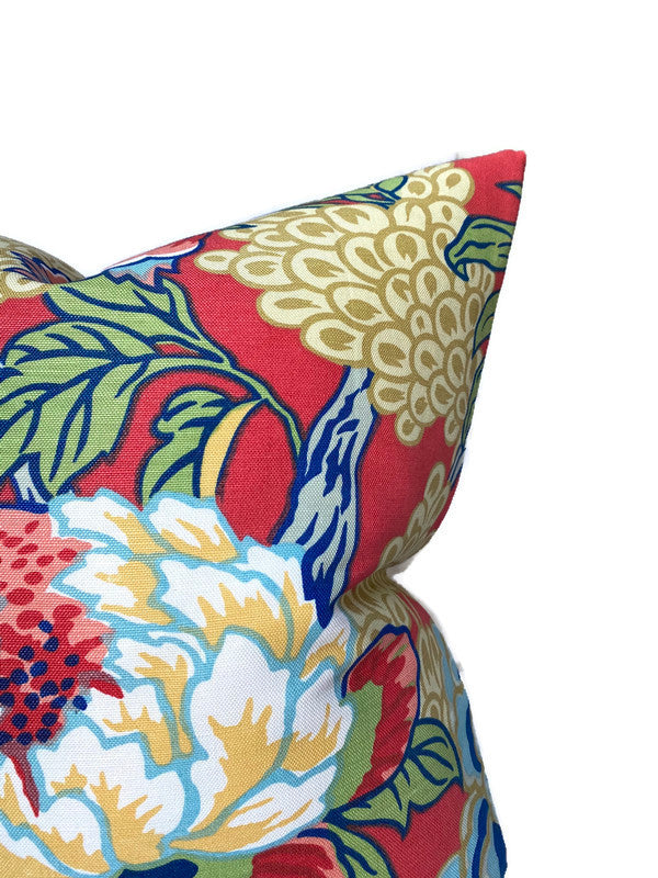 Honshu Pillow Cover in Coral and Green