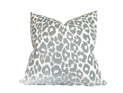 Schumacher Indoor/Outdoor Iconic Leopard Pillow Cover in Sky Blue