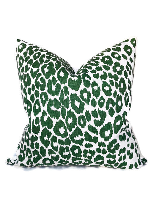 Schumacher Iconic Leopard Pillow Cover in Green