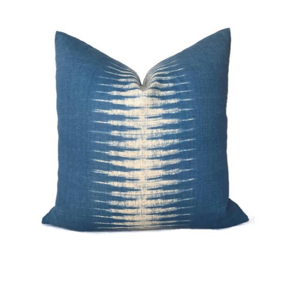 Peter Dunham Ikat Pillow Cover in Indigo Blue