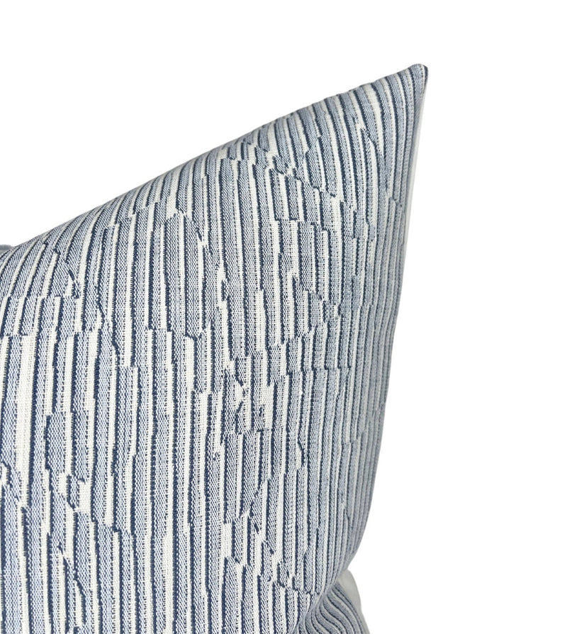 Cadence Striped Pillow Cover in Denim Blue