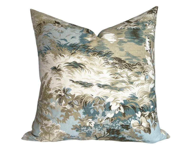 Lincoln Toile Pillow Cover in Light Blue