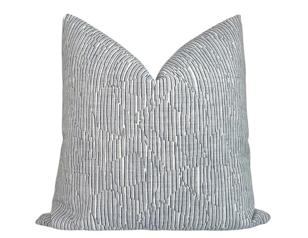 Cadence Striped Pillow Cover in Denim Blue