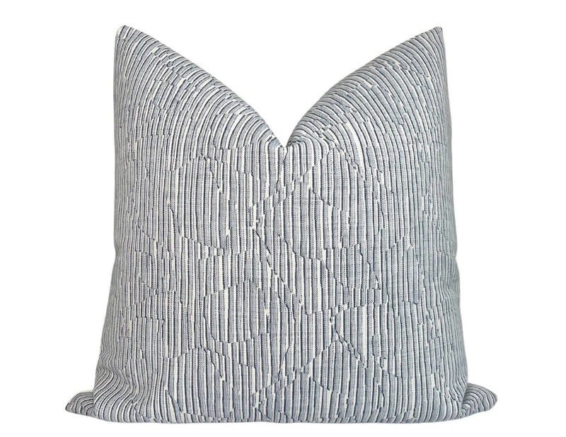 Cadence Striped Pillow Cover in Denim Blue