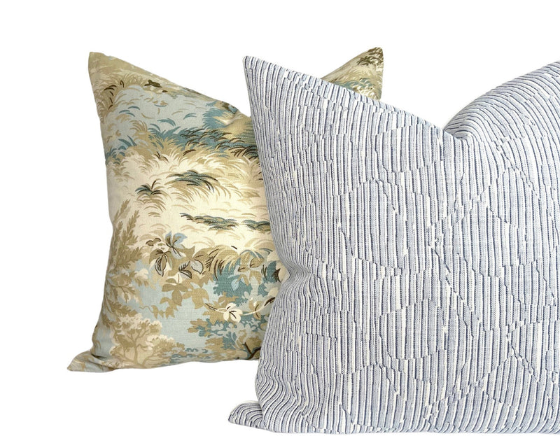 Cadence Striped Pillow Cover in Denim Blue