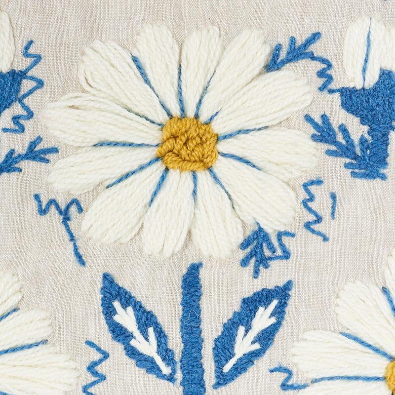 Ready to Ship, 12x16, Schumacher Marguerite Embroidery Pillow Cover in Blue