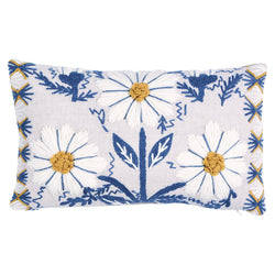 Ready to Ship, 12x16, Schumacher Marguerite Embroidery Pillow Cover in Blue