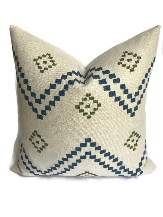 Peter Dunham Textiles Taj Pillow in Indigo Green