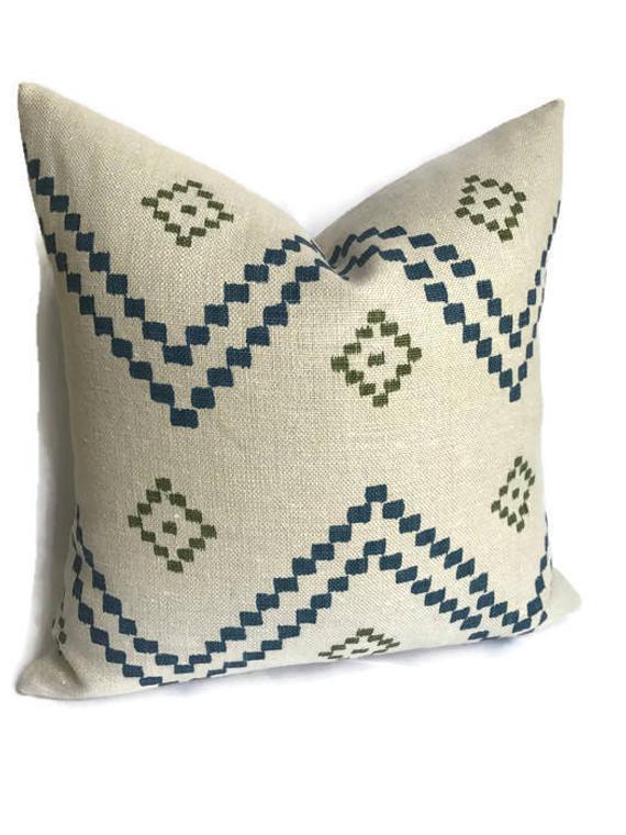 Peter Dunham Textiles Taj Pillow in Indigo Green