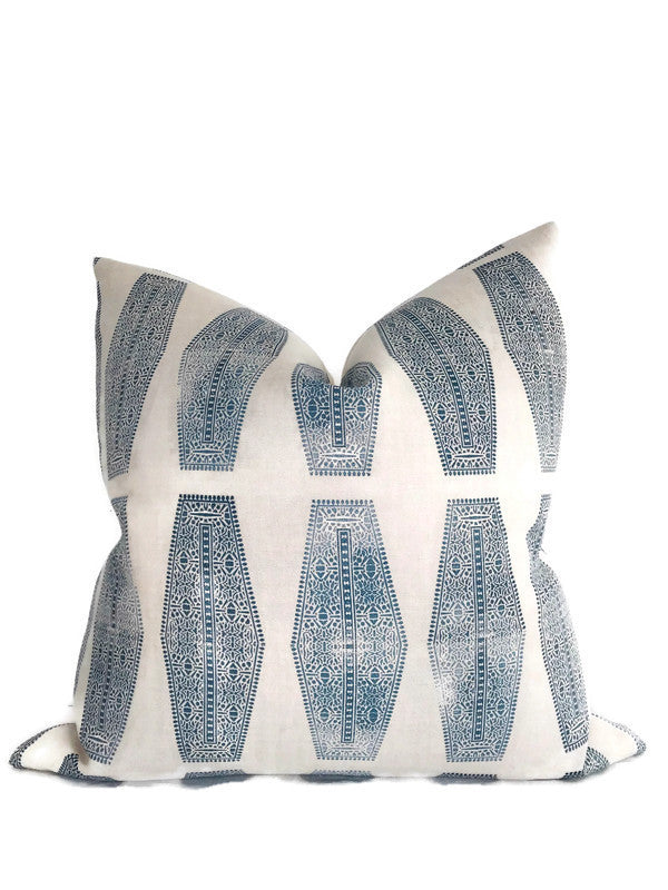 Inlay Pillow Cover in Lake Blue