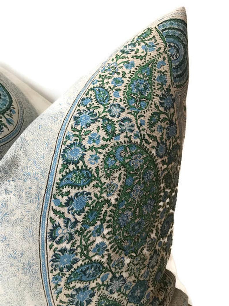 Peter Dunham Isfahan Paisley Pillow Cover in Blue Green