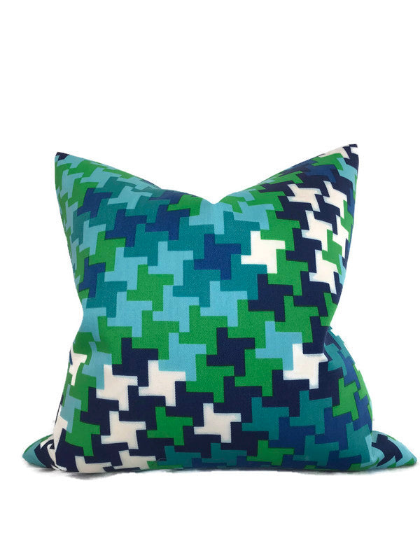 Schumacher Trina Turk Jax Outdoor Pillow Cover in Azure, Indoor Outdoor Pillow