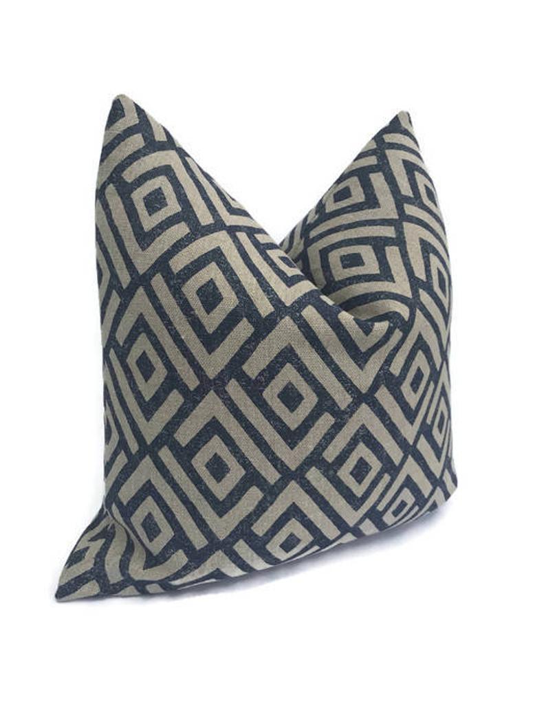 Schumacher Kasai Pillow Cover in Indigo Blue