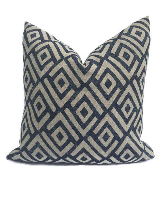 Schumacher Kasai Pillow Cover in Indigo Blue