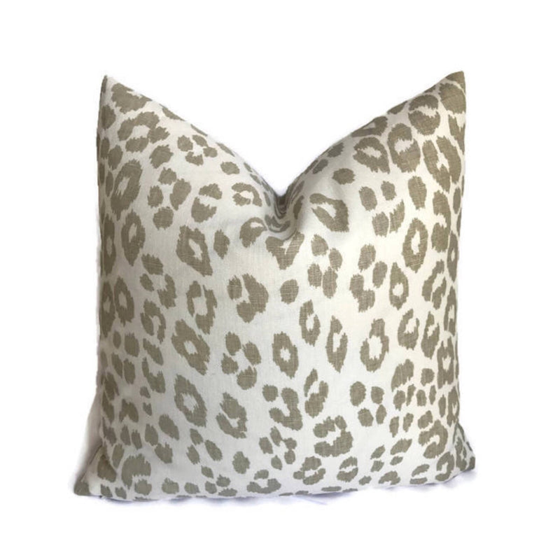 Schumacher Indoor/Outdoor Iconic Leopard Pillow Cover in Linen Brown