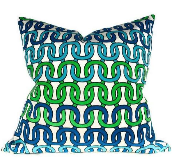 Schumacher Trina Turk Loop De Loop Outdoor Pillow Cover in Azure