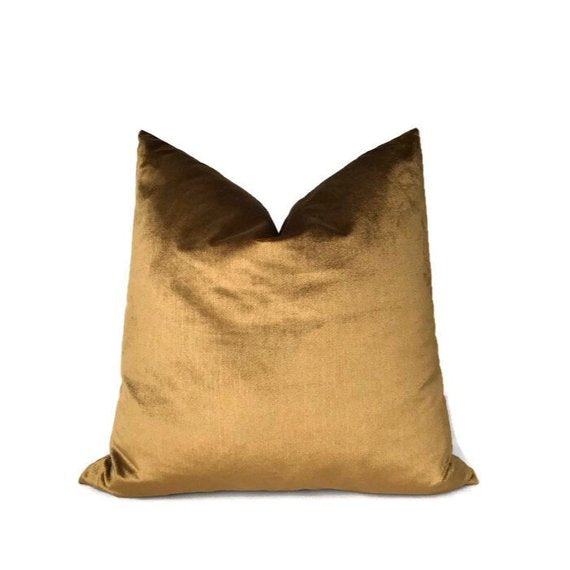 Schumacher Venetian Silk Velvet Pillow Cover in Mink