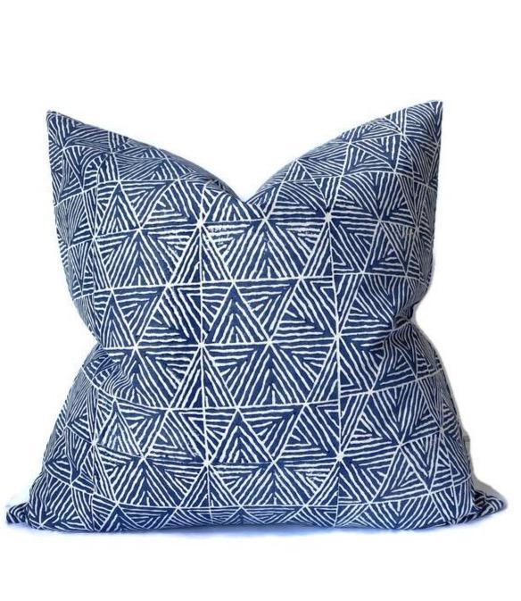 Ready to Ship, 24x24 Mombasa Pillow Cover in Navy Blue