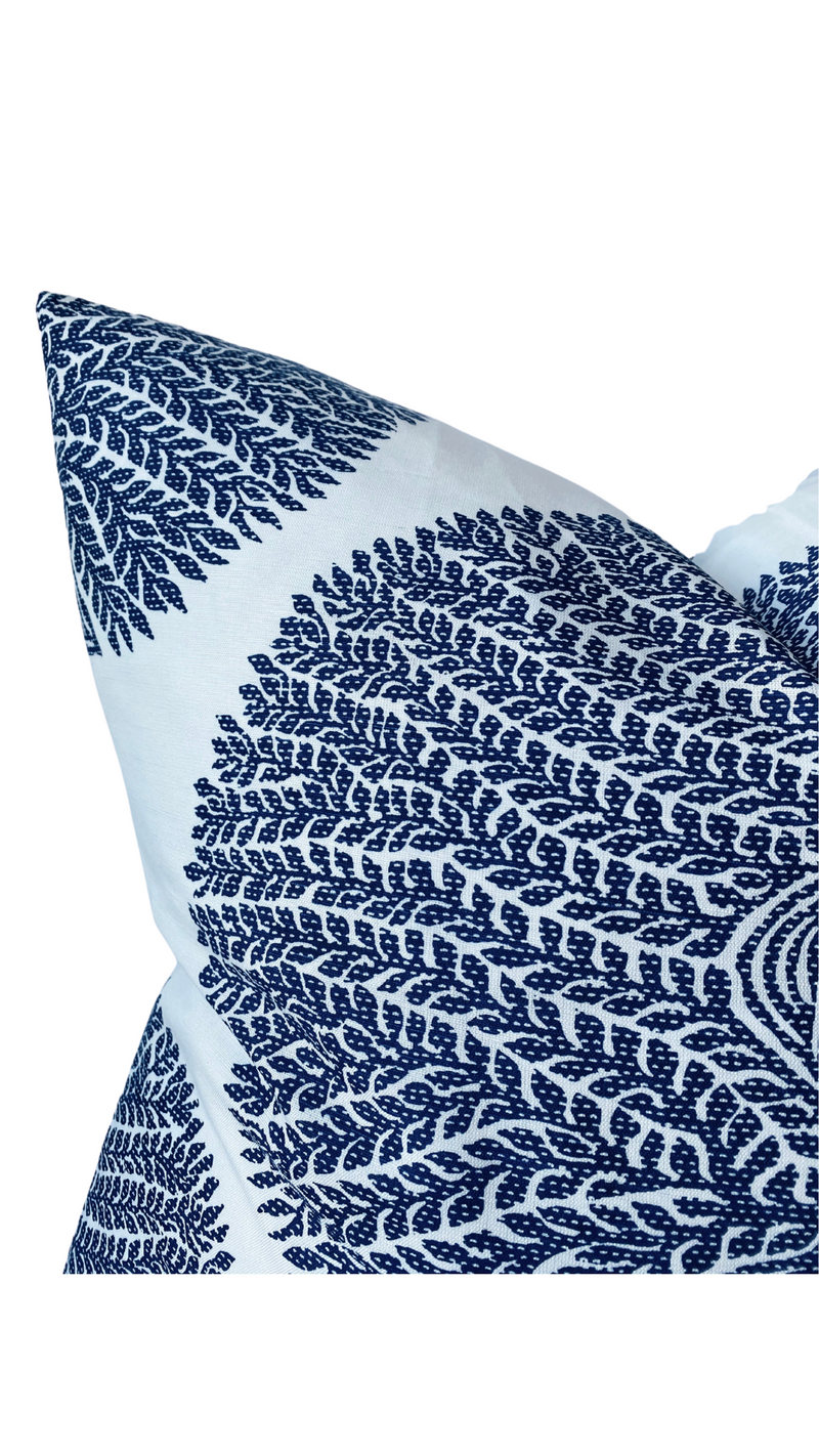 Ready to Ship, 22x22 Mulberry Tree Pillow Cover in Navy