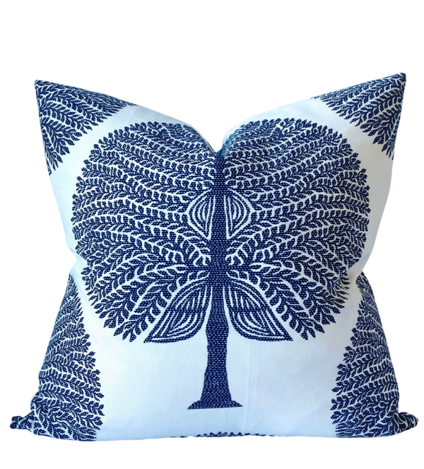 Ready to Ship, 22x22 Mulberry Tree Pillow Cover in Navy