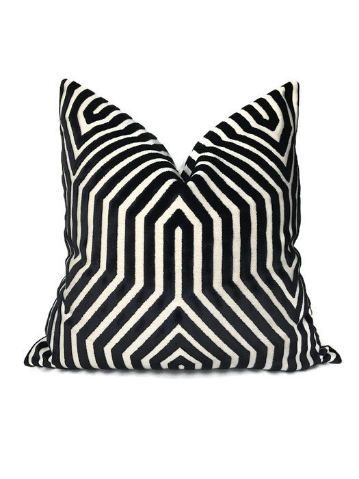 Schumacher Vanderbilt Pillow Cover in Noir Black