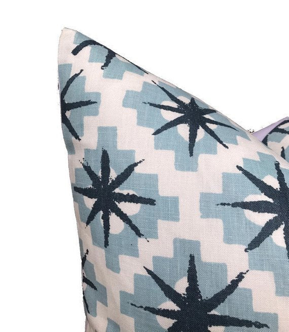 Peter Dunham Starburst Pillow Cover in North Blue/Blue