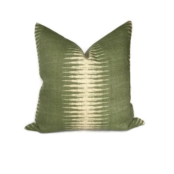 Peter Dunham Ikat Pillow Cover in Olive Green