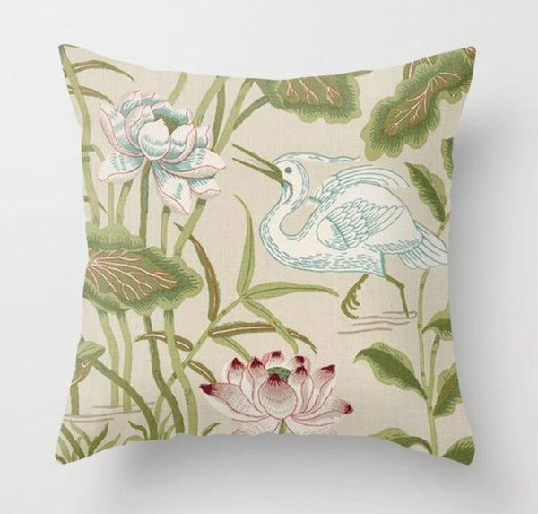 Schumacher Lotus Garden Pillow Cover in Parchment