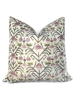 Koty Pillow Cover in Pink + Green, Designer Pillows