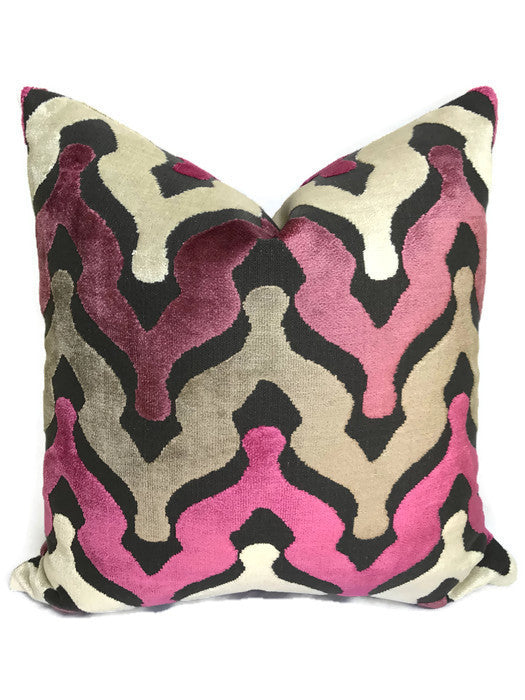 Crestwood Velvet Pillow Cover in Magenta