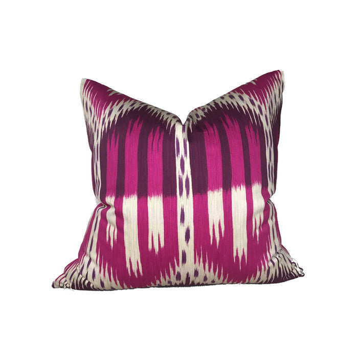 Schumacher Bukhara Ikat Pillow Cover in Fuchsia