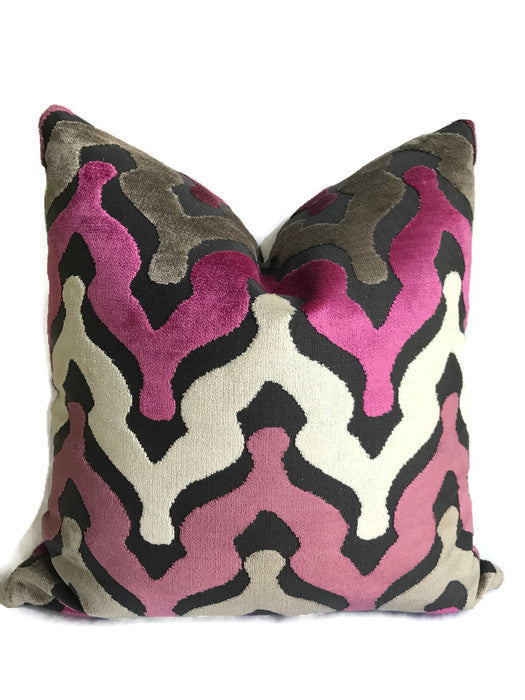 Crestwood Velvet Pillow Cover in Magenta