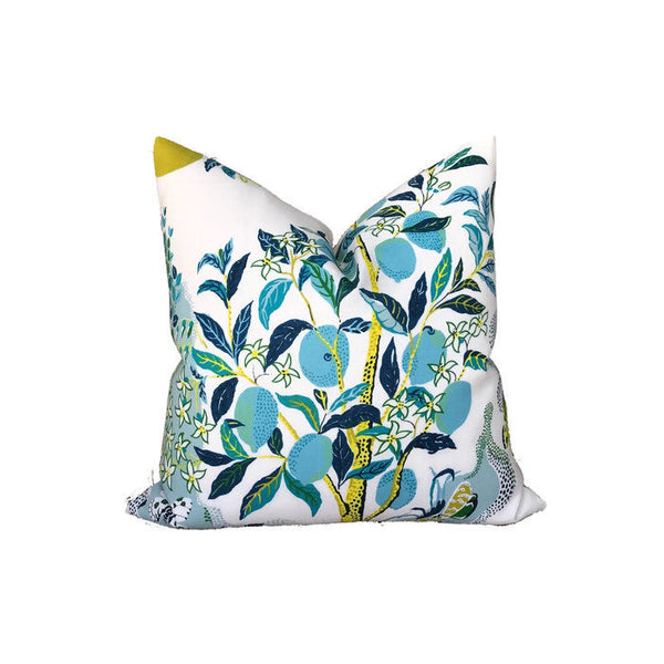 Outdoor Schumacher Citrus Garden Pillow Cover in Pool