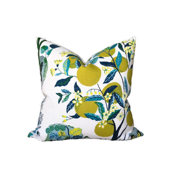 Outdoor Schumacher Citrus Garden Pillow Cover in Pool