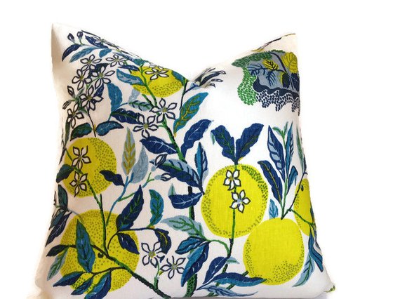 Schumacher Citrus Garden Pillow Cover in Pool