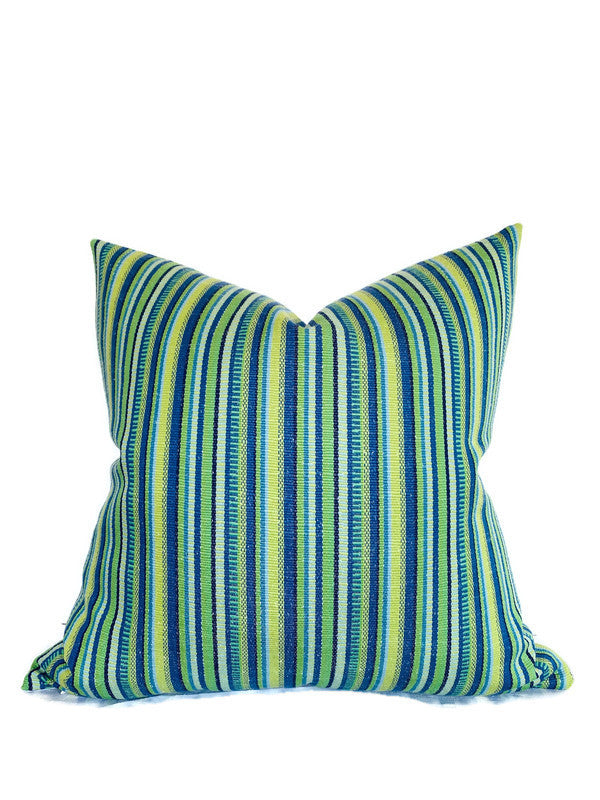 Schumacher Primavera Stripe Indoor Outdoor Pillow Cover in Meadow