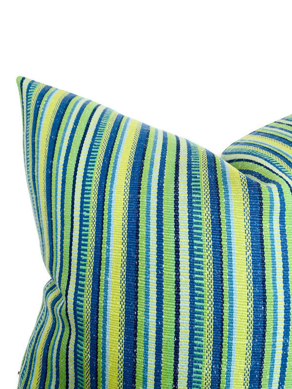 Schumacher Primavera Stripe Indoor Outdoor Pillow Cover in Meadow