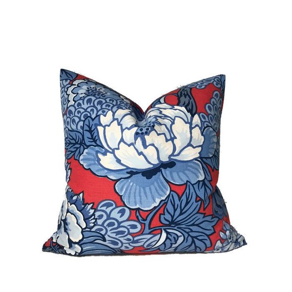 Honshu Pillow Cover in Red and Blue