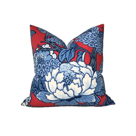 Honshu Pillow Cover in Red and Blue