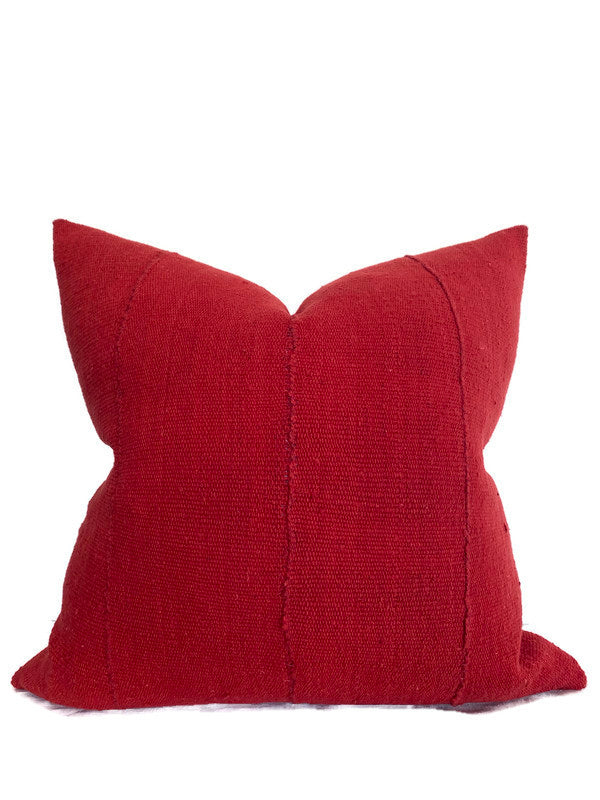 Solid Red Mudcloth Pillow Cover