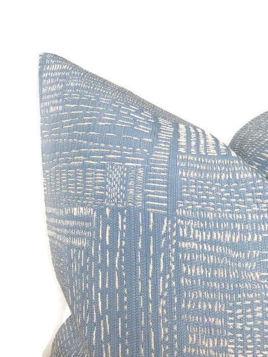 Sashiko Pillow Cover in Pale Mist Blue