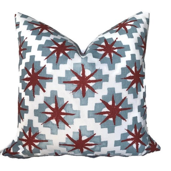 Peter Dunham Starburst Pillow Cover in South Red/Blue